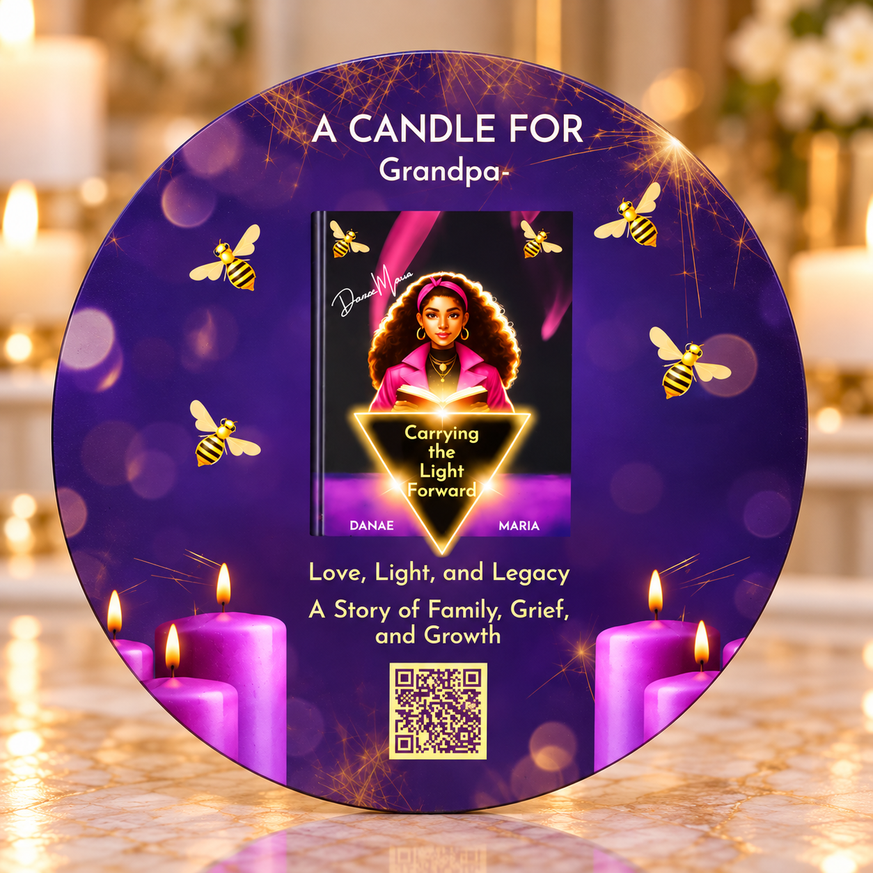 A Candle for Grandpa round coaster