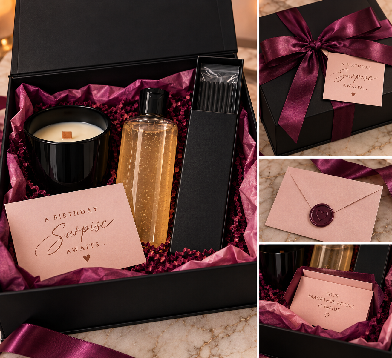 Illustrative concept for Birthday Bliss Surprise Edition mystery fragrance gift set