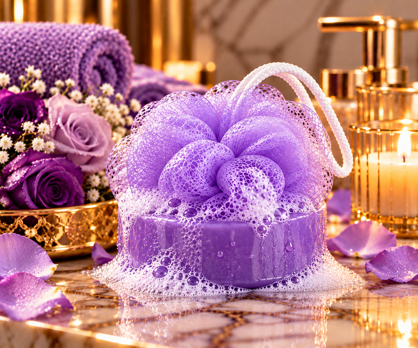 Eternal Amour Blissfully Puffed lavender purple soap puff