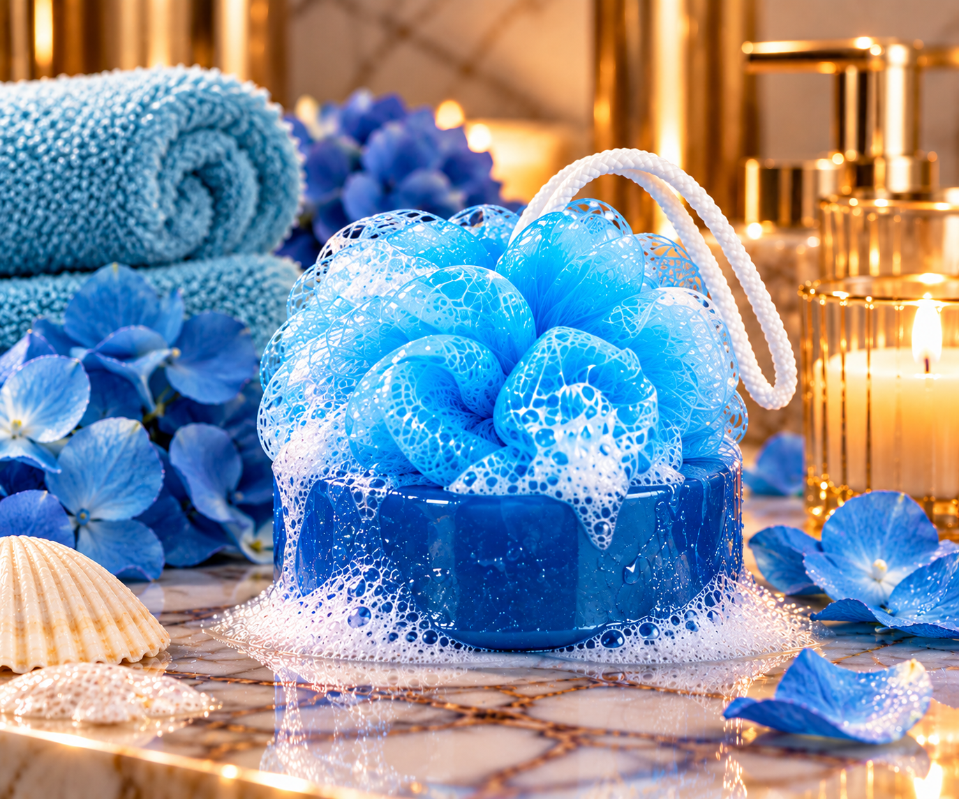 Promise Me Blissfully Puffed blue soap puff