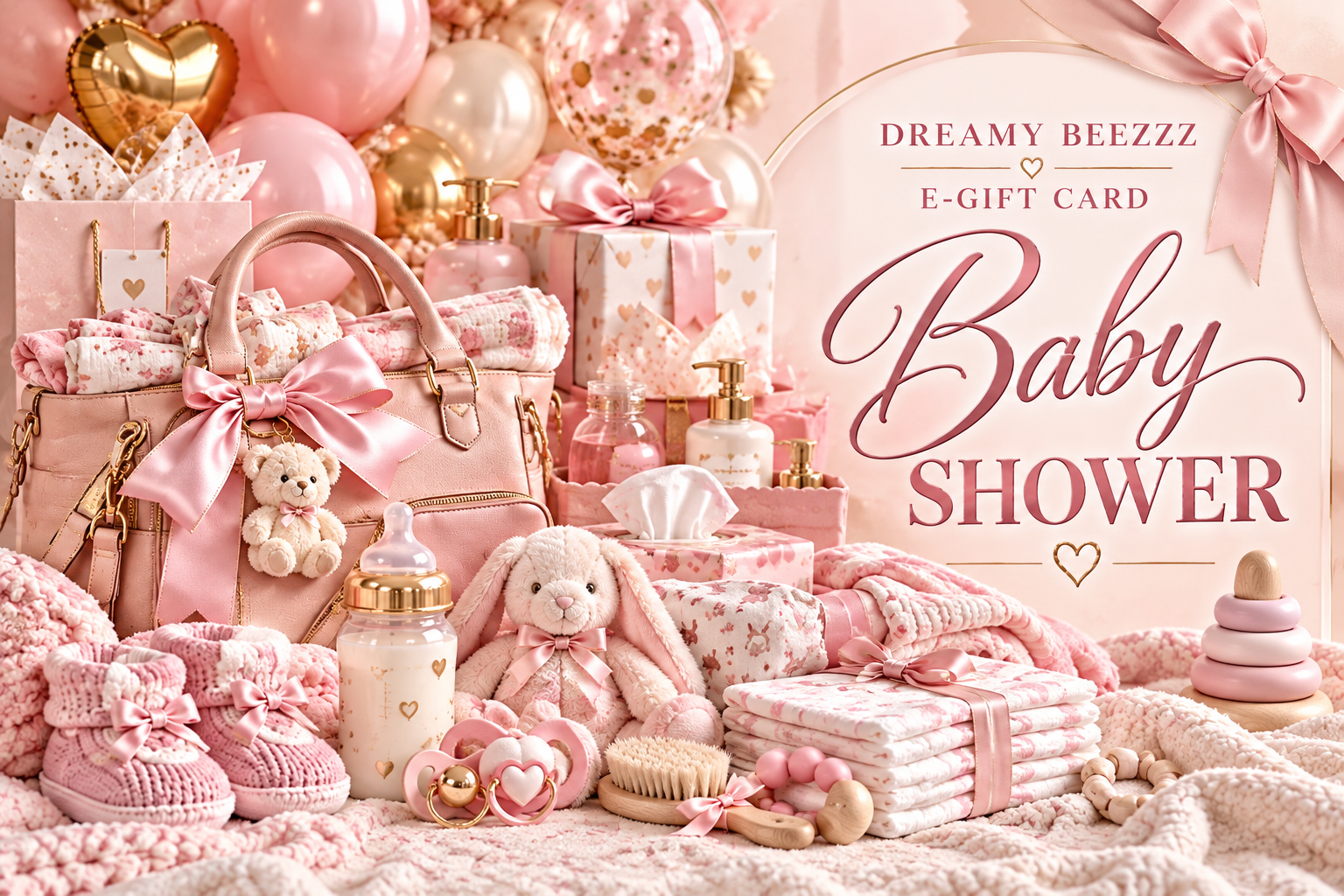 Dreamy Beezzz Baby Shower Pink and Gold E-Gift Card