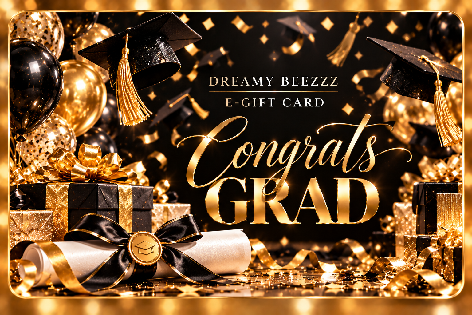 Dreamy Beezzz Graduation Bold Black and Gold E-Gift Card