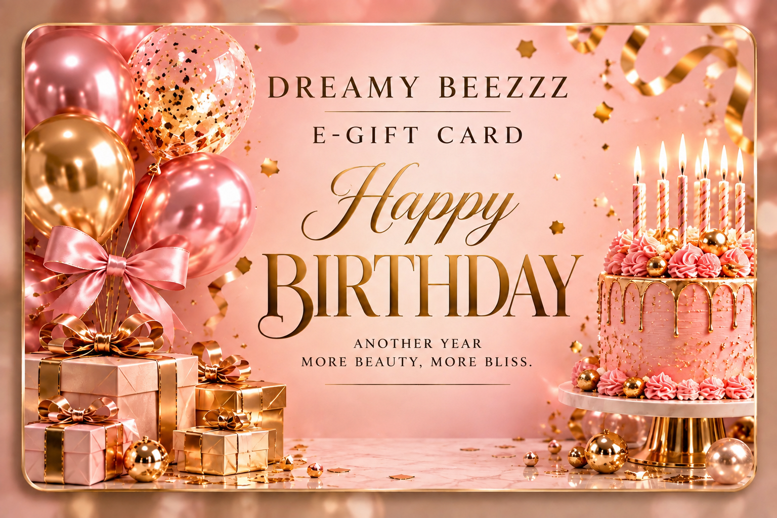 Dreamy Beezzz Happy Birthday Pink and Gold E-Gift Card