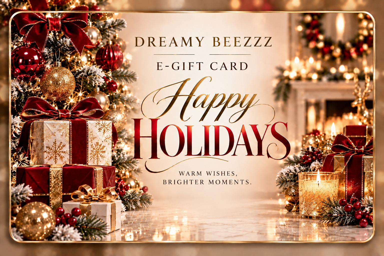 Dreamy Beezzz Happy Holidays Red and Gold E-Gift Card