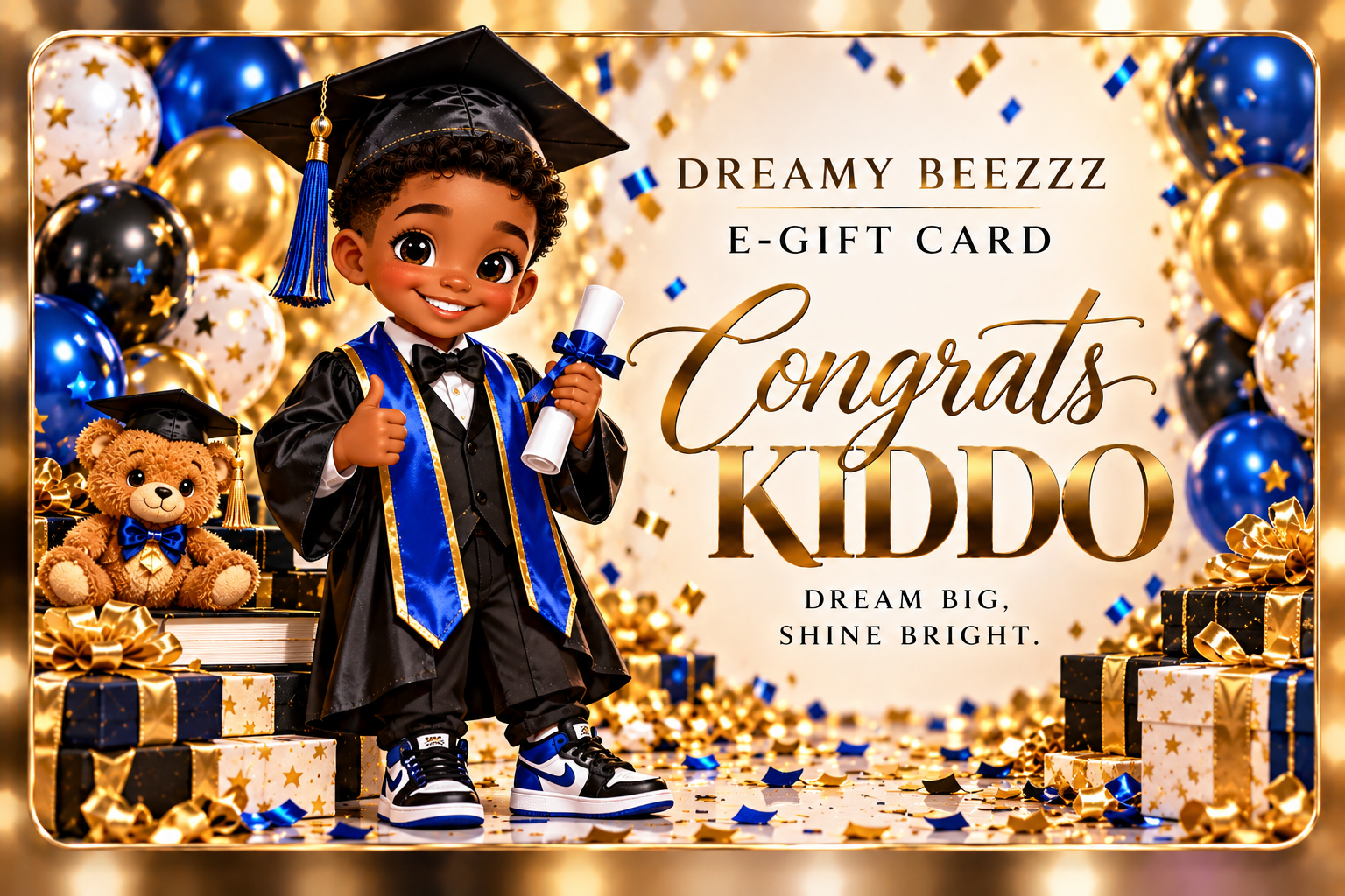 Dreamy Beezzz Kids Graduation Blue and Gold E-Gift Card