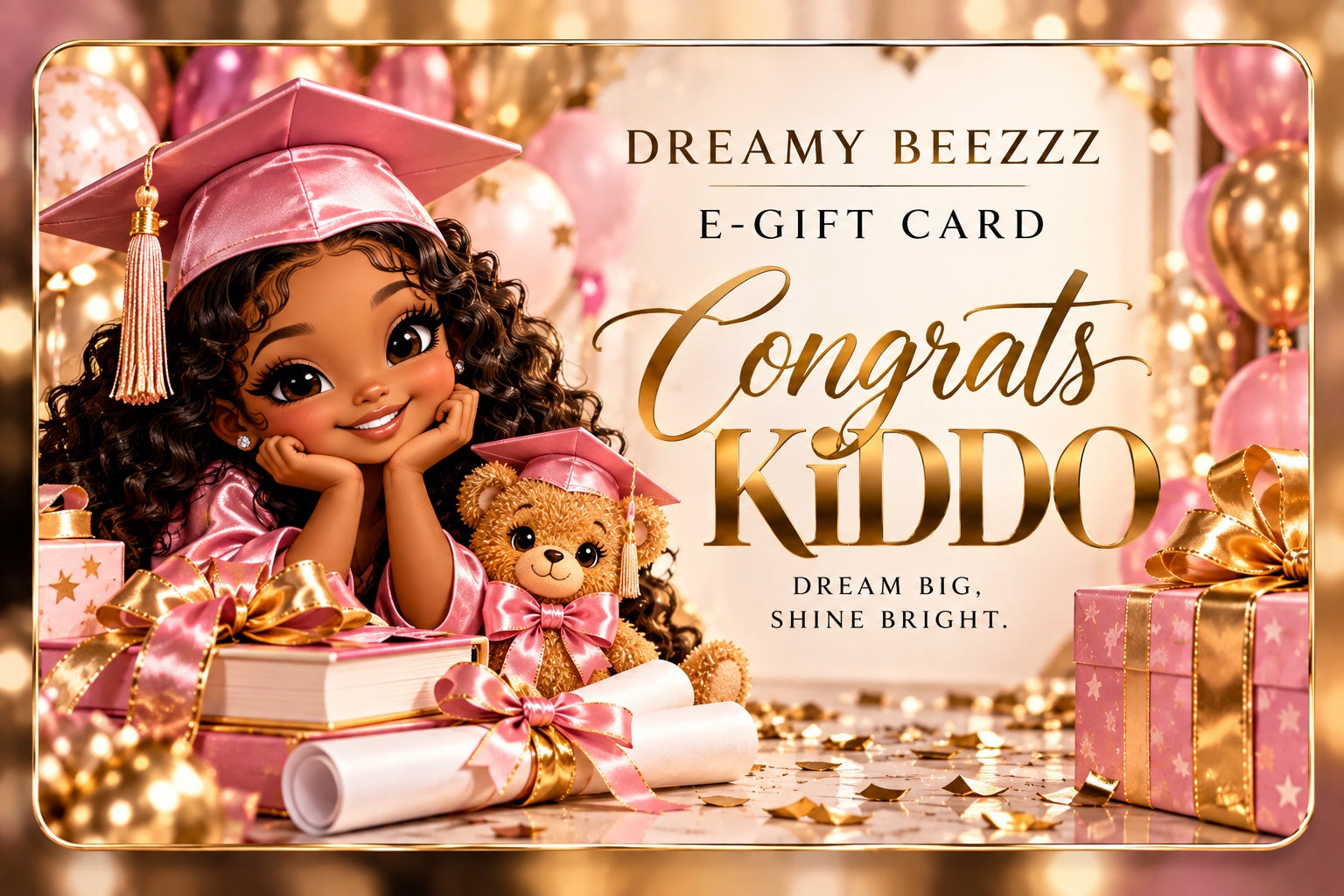 Dreamy Beezzz Kids Graduation Pink and Gold E-Gift Card