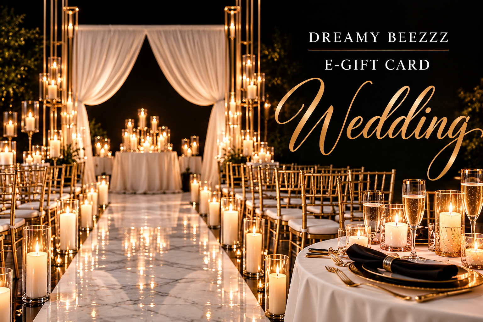 Dreamy Beezzz Wedding E-Gift Card Black White and Gold
