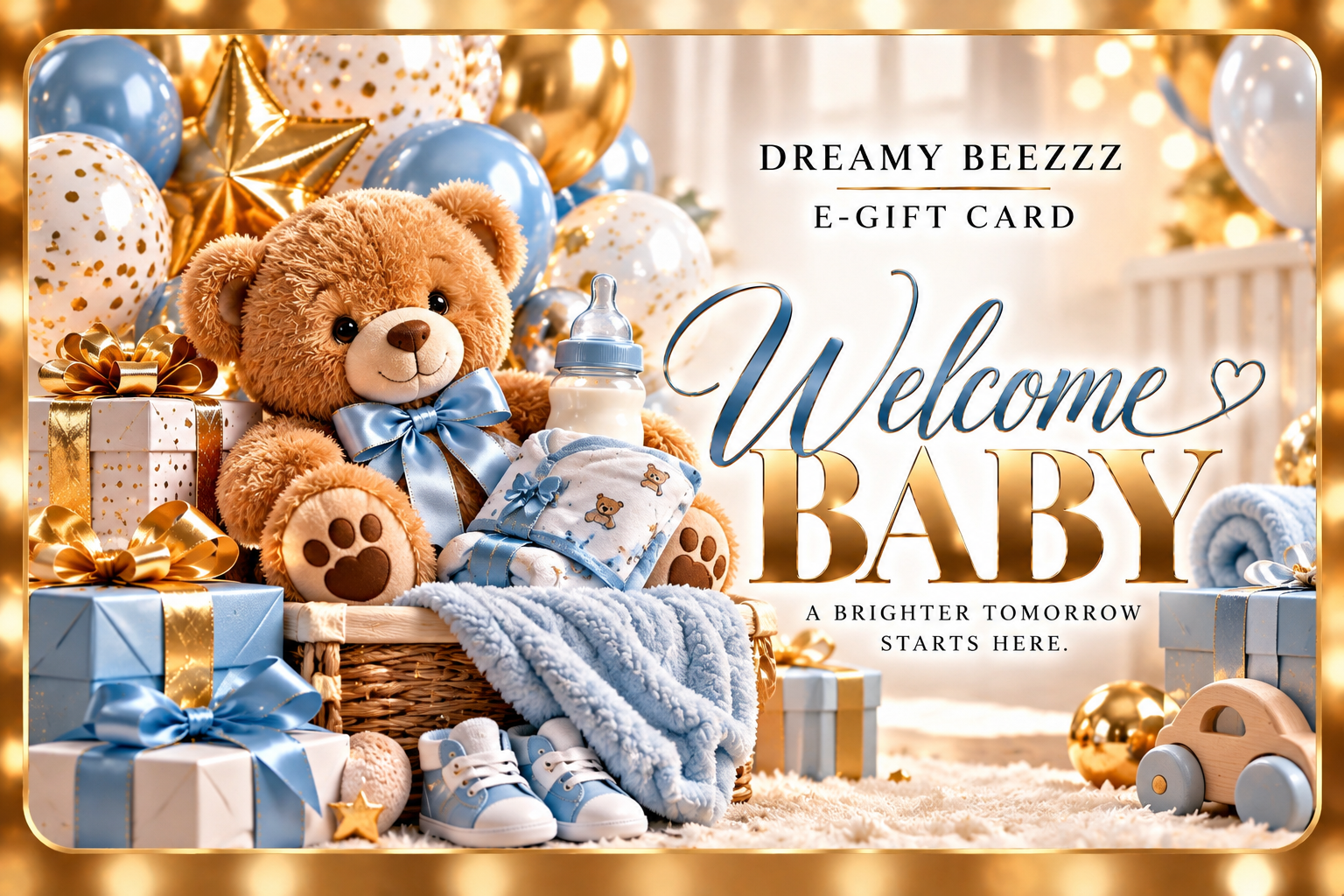 Dreamy Beezzz Welcome Baby Blue and Gold E-Gift Card