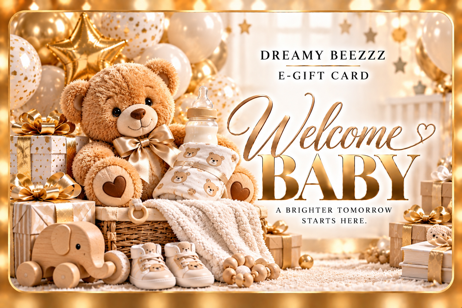 Dreamy Beezzz Welcome Baby Neutral Cream and Gold E-Gift Card