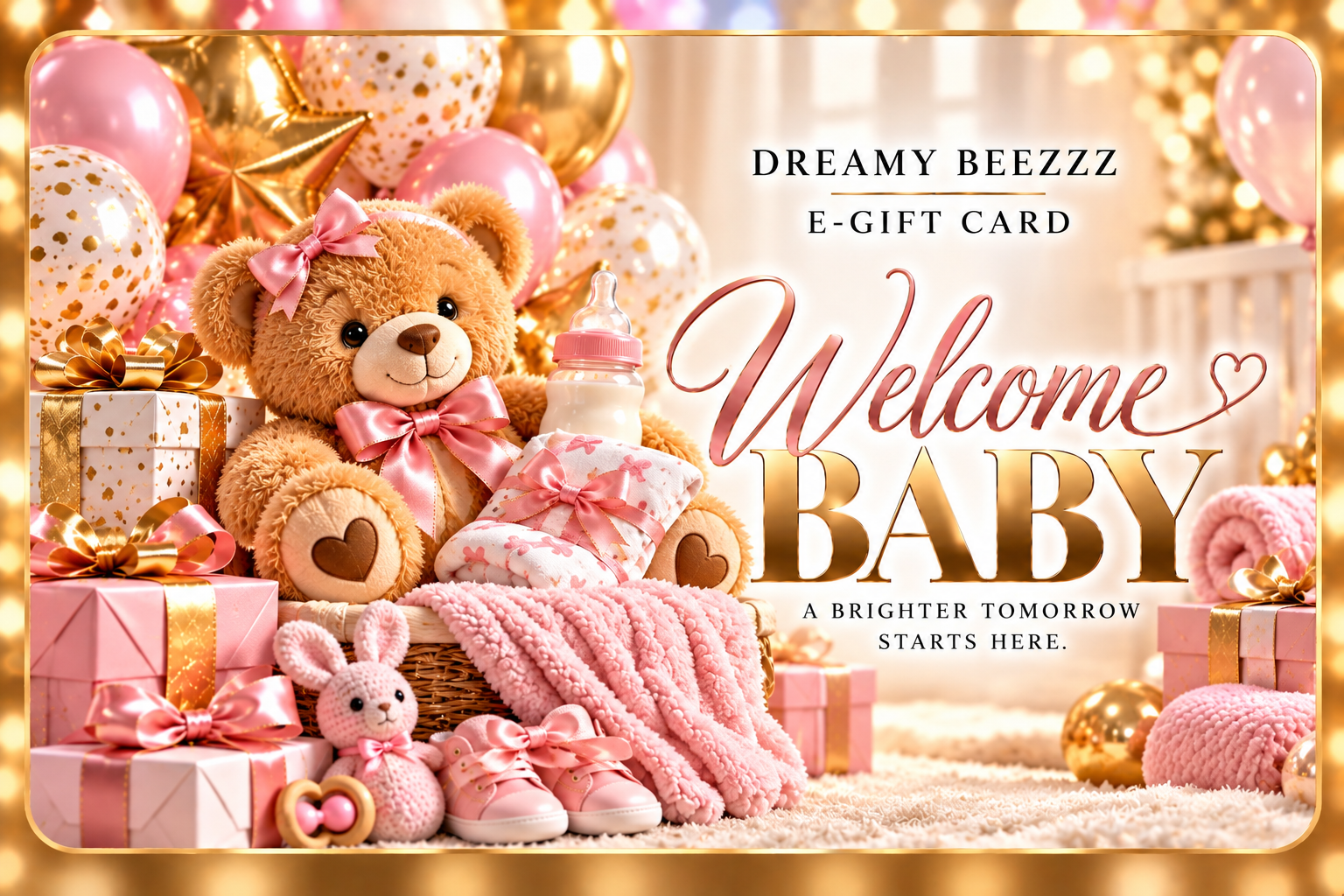 Dreamy Beezzz Welcome Baby Pink and Gold E-Gift Card